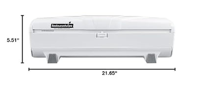 Restaurantware-Chef 101 Food Wrap Dispenser with Cutter, 1 Refillable Cling Wrap Dispenser - Fits 12” to 18” x 2000’ Rolls, Press Down and Cut, White Plastic Aluminum Foil, Sharp Blade