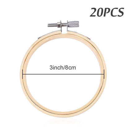 Caydo 20 Pieces 3 Inch Embroidery Hoops Christmas Round Wooden Circle Cross Stitch Hoop Round Ring for Art Craft Handy Sewing