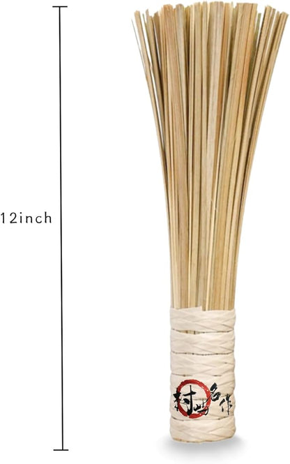 12-Inch Bamboo Wok Brush, Flat Brush, Kitchen Cleaning Brushes