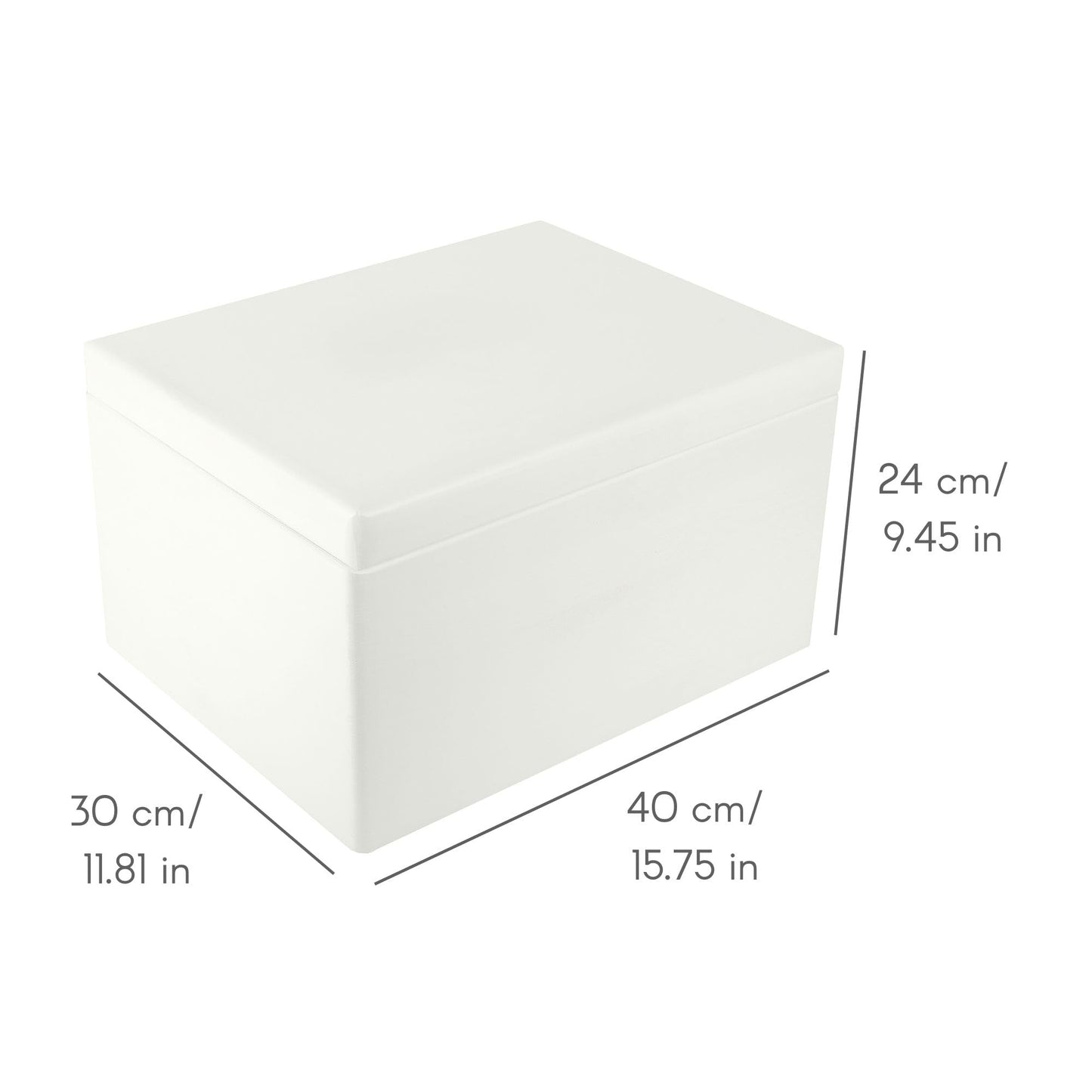 Creative Deco Large White Wooden Box Storage with Hinged Lid | 15.8x11.8x9.44in (+-0.5) | Keepsake Gift Box Storage Document | Wood Chest Trunk PRODUCT NOT INTENDED FOR 15 YEARS OR BELOW