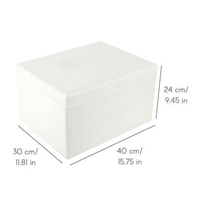 Creative Deco Large White Wooden Box Storage with Hinged Lid | 15.8x11.8x9.44in (+-0.5) | Keepsake Gift Box Storage Document | Wood Chest Trunk PRODUCT NOT INTENDED FOR 15 YEARS OR BELOW
