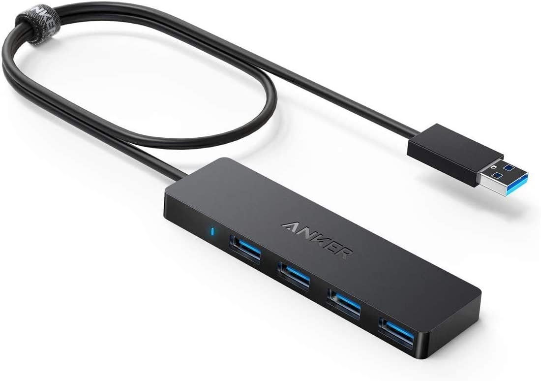 Anker 4-Port USB 3.0 Hub with 5Gbps Data Transfer, Ultra-Slim USB-C Connector Hub, for MacBook, iMac, Surface, Mobile HDD, and More (2 ft USB-C Connector, Charging Not Supported)