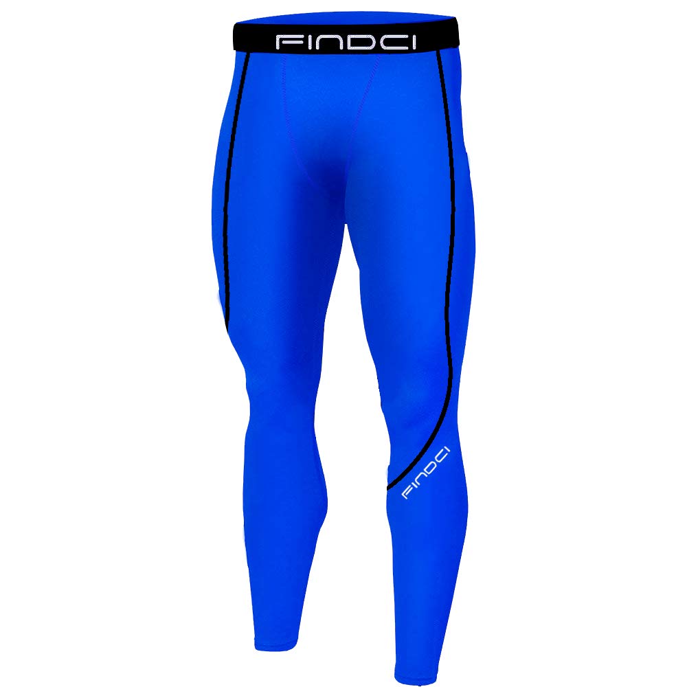 1Bests Men's Sports Running Set Compression Shirt + Pants Skin-Tight Long Sleeves Quick Dry Fitness Tracksuit Gym Yoga Suits (KBOO-Deep Blue, M)