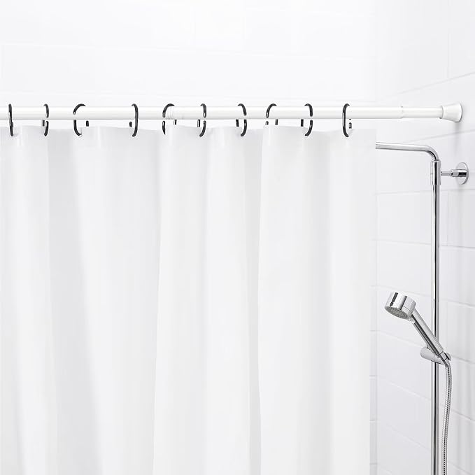 AIZESI Spring Tension Rods Adjustable Tension Curtain Rod Small Tension Rod No Drilling Expandable Spring Loaded Curtain Tension Rod (White,45" to 77"-1Pcs)