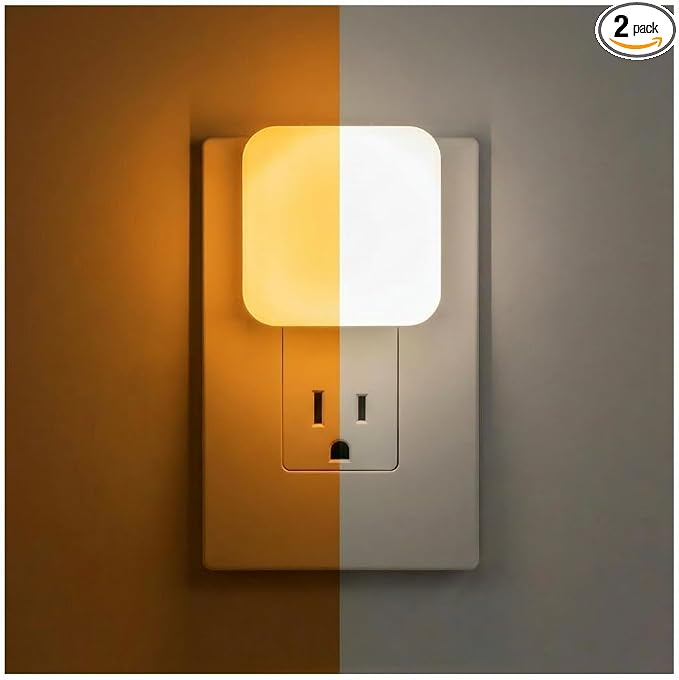 Lights by Night Night Lights Plug into Wall, Dimmable, Tunable White, 2-Pack, LED Plug in Nightlight, Dusk to Dawn Sensor, Adults, Kids Room, Bedroom, Bathroom, Nursery, Hallway, Kitchen, 82179