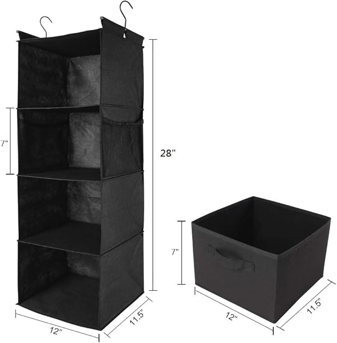 MAX Houser 4-Shelf Hanging Closet Organizer, Space Saver, Cloth Hanging Shelves