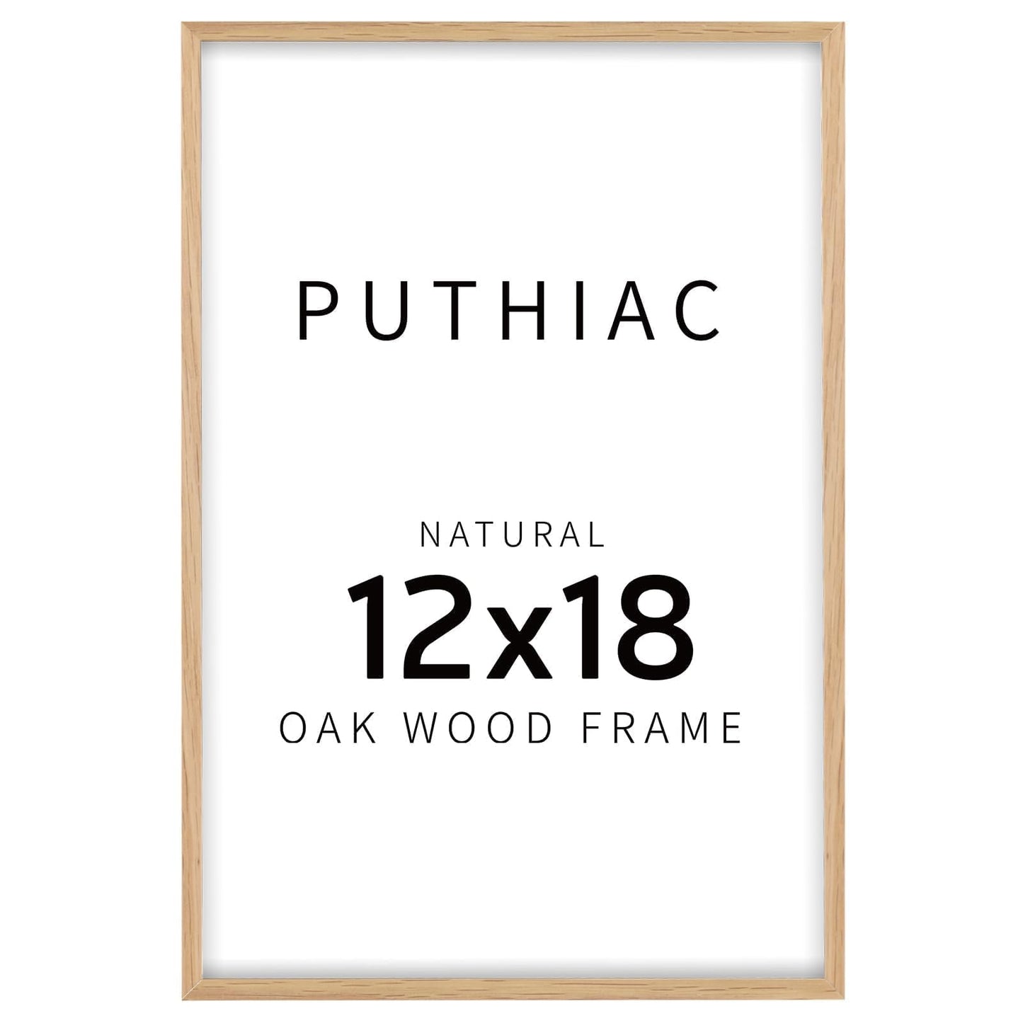 puthiac 12x18 Solid Oak Wood Picture Frame, Fits 8x12 with Mat or 12x18 Without Mat, Wall Display Only, Vertical or Horizontal, Plexi Front, 1 Pack, Natural Oak