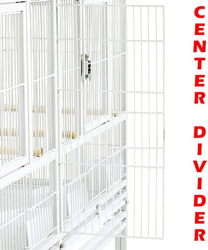 Single/Double/Triple Stackable Center Divided Breeder Breeding Bird Flight Double Rolling Cage for Aviaries Canaries Cockatiels Lovebirds Finches Budgies Small Parrots (White, Triple)