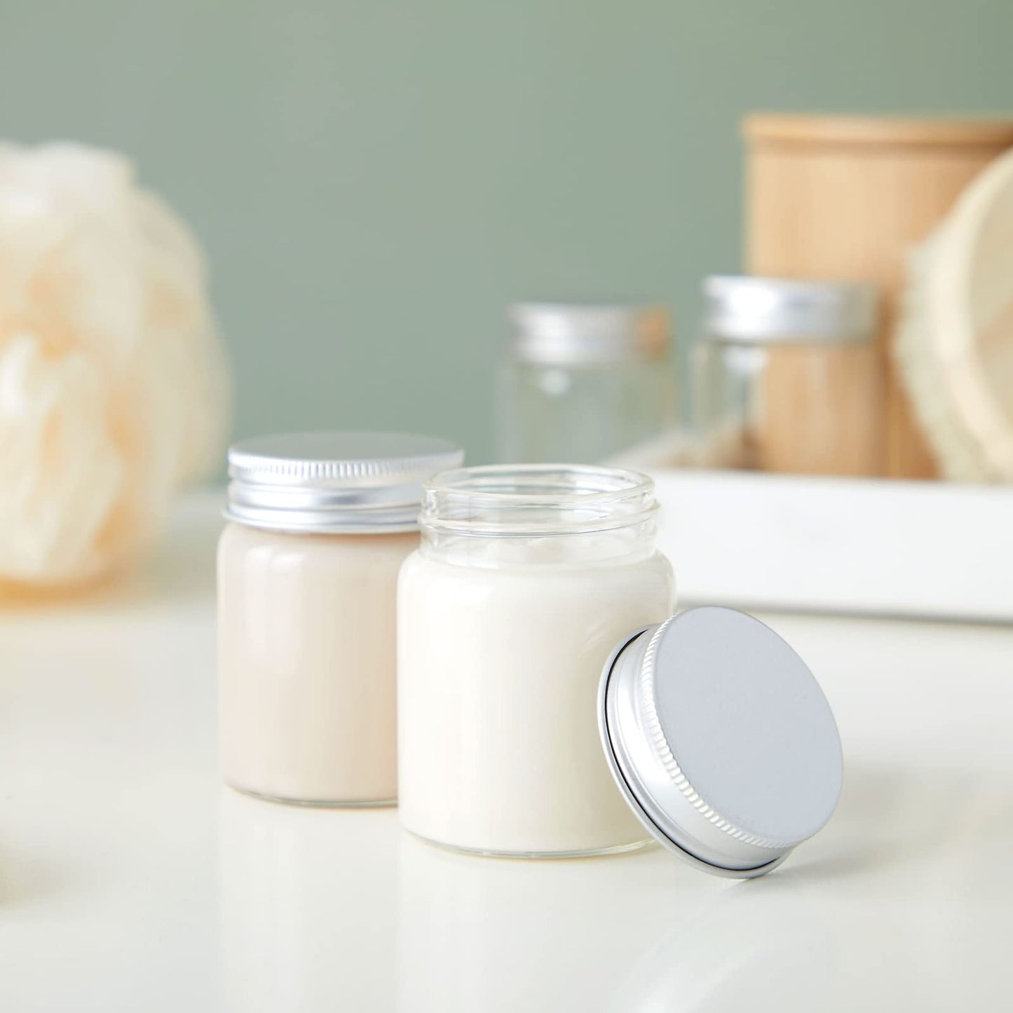 Juvale Mini Glass Spice Jars with Lids - 1.7 oz, Clear Art Deco, 5-Pack - Glass Craft Jars with Lids for Spices, Jams & Crafts