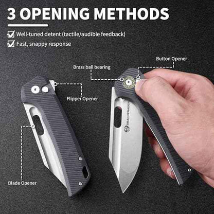 Large Pocket Knife for Men B-26, 8.11" Tactical Folding Knife with 14C28N Blade, G10 Handle, Upgraded Reinforced Lock, Includes Pocket Clip and Nylon Sheath for Camping, Survival