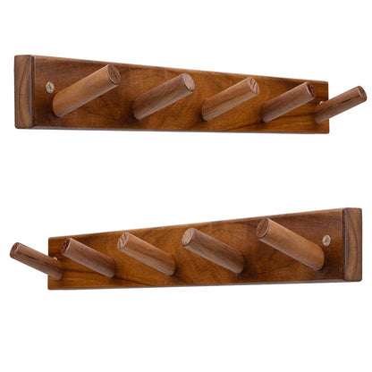 chiumay Natural Teak Wood Wall Hooks(Set of 2) – Rustic Wooden Coat Hooks for Bathroom, Entryway & Bedroom – Durable Wall Pegs for Hanging Coats, Hats & Towels.17.3" L x 1.95" W x 0.6" H