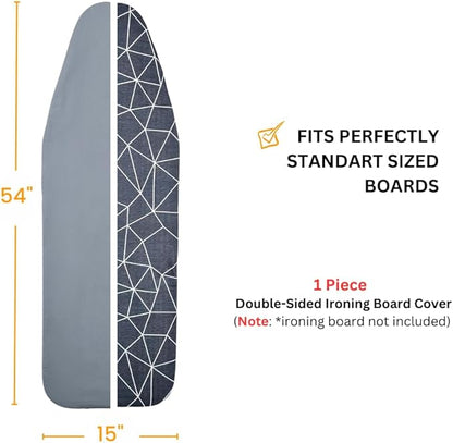 SAVUK Ironing Board Cover and Pad Dual Side X2 Lifetime Double Using Heavy Duty
