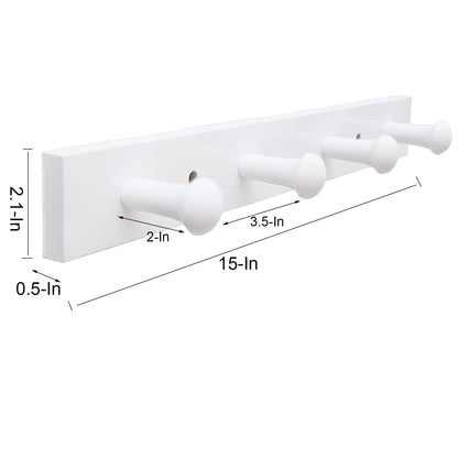 Wooden Peg Coat Rack for Kid's Room - Wall Mounted Hooks for Coats, Jackets, Hoodies, Bath Towels & Robes - Hangers for Boys Girls Nursery Room Bedroom Bathroom