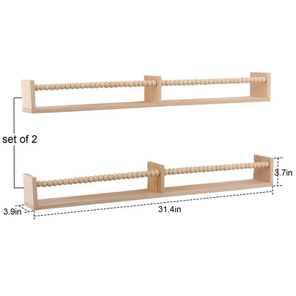 TUEGEGNS Nursery Book Shelves - Wall Mounted Set of 2, 32 inches Wooden Floating Bookshelves for Kids' Room and Study Room