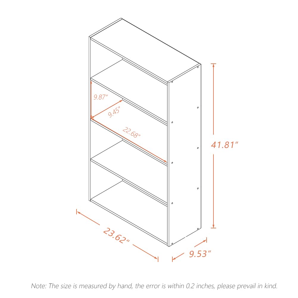 NELYE Basic Open Shelf Bookcase - 4-Tier Wooden Cube Storage Shelves Split Bookshelf, Oak