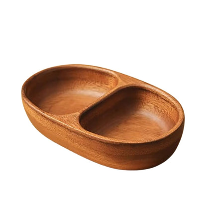 zaoalife Wooden Divided Salad Bowl, Modern Fruit & Snack Bowl, 21cm*12.5cm*4.5cm