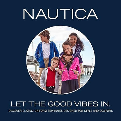 Nautica Boys' School Uniform Polar Fleece Zip-Up Hoodie, Navy, X-Large(18/20)
