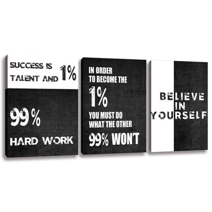 Motivational Canvas Wall Art Entrepreneur Office Wall Decor Inspirational Poster Print Modern Black Wall Painting Picture for Workplace Living Room Bedroom, Ready to Hang 12inch x16inch x3pieces