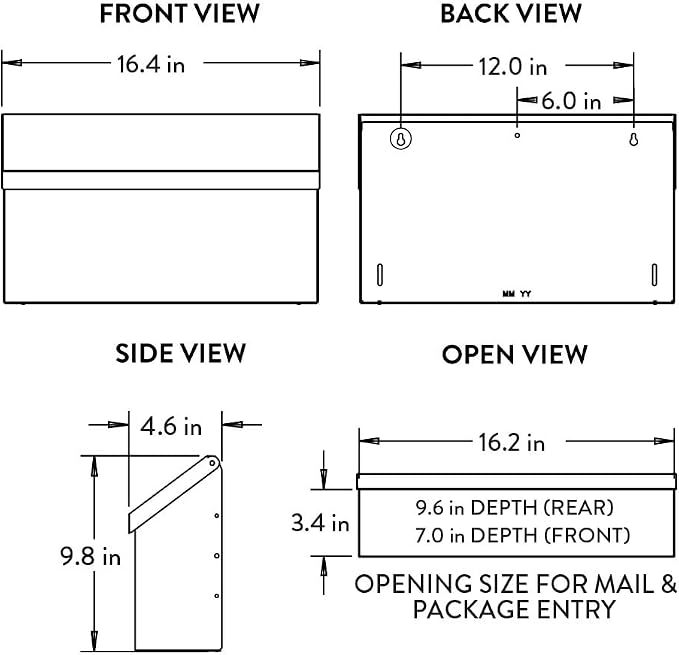 Architectural Mailboxes Harmonist Steel Wall Mount Mailbox, Textured Black | Galvanized steel build for outside with weather-resistant outdoor construction and a rust-resistant powder-coat finish.