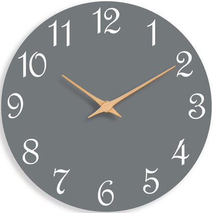 Roymnie Wall Clock 12 Inch, Modern Wall Clocks Battery Operated, Silent Non Ticking Clock Decorative for Living Room, Office, Bedroom, Home, School (Gray)