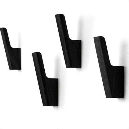 TheHrdwoodCom Wood Wall Hooks - Set of 4 - Solid Black Walnut Wood Coat Hooks for Hanging Hat, Purse, Backpack, Bag, Jacket - Modern Farmhouse Decor for Wall and Practical Entryway Hooks (Walnut)