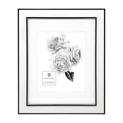 Isaac Jacobs 11x14 (Matted 8x10) White w/Black (Vertical & Horizontal) Double Border Picture Frame, Wall-Mountable, Made for Photo Gallery and Wall Art, Home or Office (11x14, White W/Black)