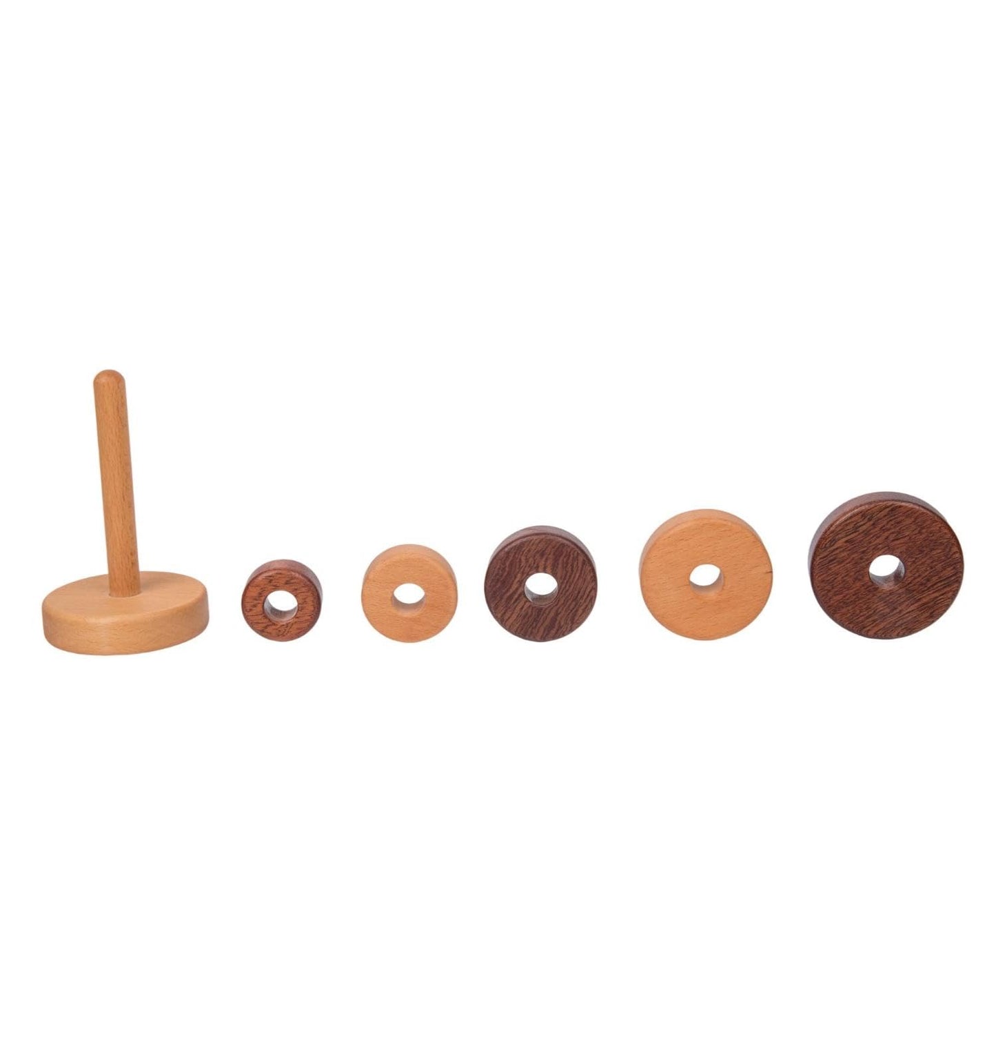 Wooden Stacking Rings for Babies, Montessori Stacker Toys for Toddlers 18+ Months, Educational Learning Sorter and Stacking Tower, Natural Wood Toy for Fine Motor Skills (Circle)
