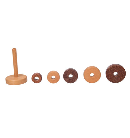 Wooden Stacking Rings for Babies, Montessori Stacker Toys for Toddlers 18+ Months, Educational Learning Sorter and Stacking Tower, Natural Wood Toy for Fine Motor Skills (Circle)