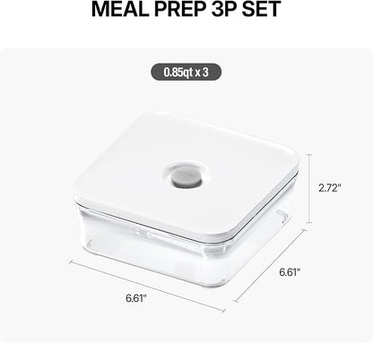 VAKUEN Premium Airtight Food Storage Container. Meal Prep 0.85qt 3pc/Set. 3pcs Container. Patented Double Silicone Lining, 100% Leak Proof, BPA-FREE