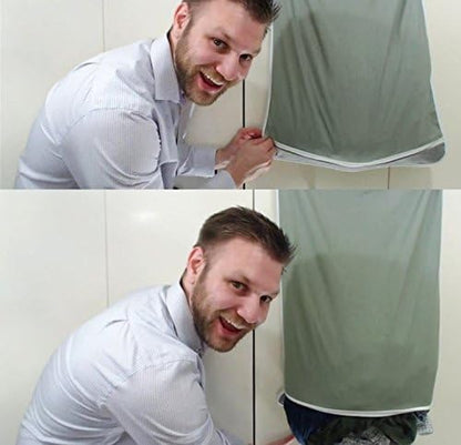 Oxford Fabric Space Saving Door-Hanging Laundry Hamper Bag + 2 Stainless Steel