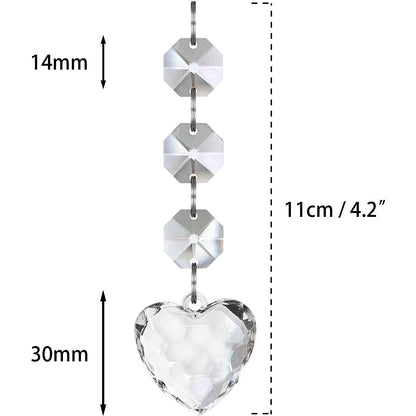 Jishi 30pk Crystal Heart Ornaments for Christmas Tree Decorations, Acrylic Hanging Crystals for Centerpieces Valentines Day Decor, Clear Plastic Heart Prism Drop Pendant Suncatcher Chandelier Crystals