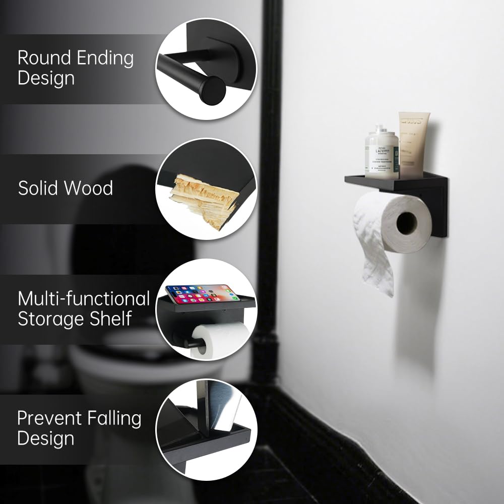 Gothvanity Gothic Coffin Toilet Paper Holder with Shelf - Matte Black Spooky Dark Aesthetic Bathroom Decor, Wooden Space-Saving Paper Roll Storage