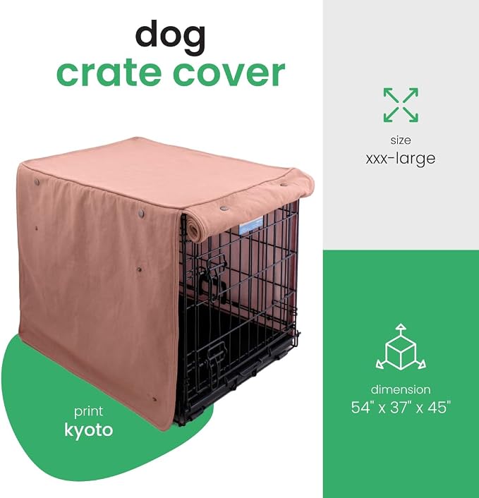 Molly Mutt Kyoto Dog Crate Cover, GOTS-Certified 100% Organic Cotton Canvas Cover for Dog or Puppy Kennel and Cage, Washable, Free of Harmful Chemicals, XXX-Large, Fits 54"x37"x45" Crate