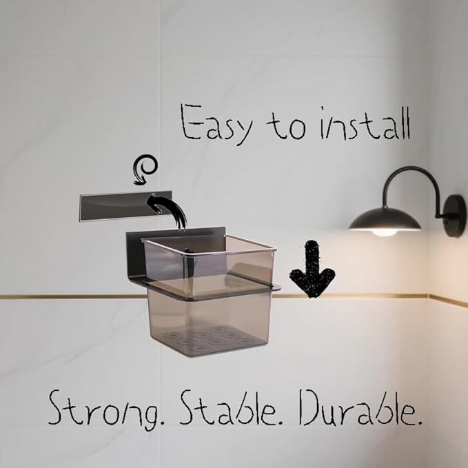 Bathroom Toothbrush Holder Set Modern Black Metal Clear Plastic Toothbrush