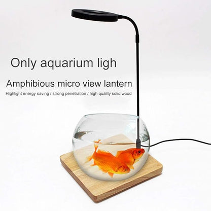 Full Spectrum LED Aquarium Light, 360-degree Adjustable LED Light with Bamboo Board, Miniature Landscape USB Powered Lamp for Plant, Fish Tank, Potted Plants(Size:M)