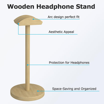 Cyfromt Headphone for Desk Hanger Holder Organizer Keeper Racks Storage Mount Gaming Headset Stand Premium Functional Craftmanship Headset Stand (Wood Tone)