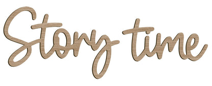 JarThenaAMCS Story Time Wooden Sign Story Telling Reading Corner Sign Rustic Nursery Wall Decor for Kids Bedroom Bookshelf Home Decor Birthday DIY Crafts Baby Gift
