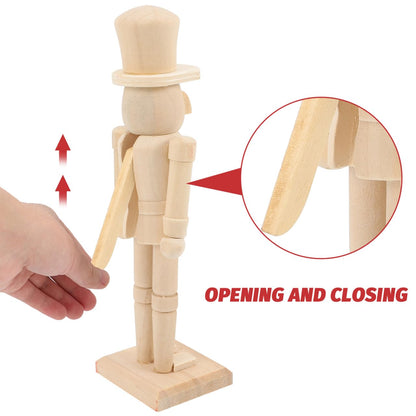 3Pcs Christmas Wooden Unfinished Nutcracker Figurines DIY Blank Unpainted Nutcracker Puppet Walnut Soldier Ornament Decoration, 7 Inch