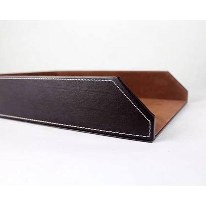 UnionBasic Stackable Document Paper Letter Tray, Faux Leather Desktop File Sorter Organizer Tray, Brown
