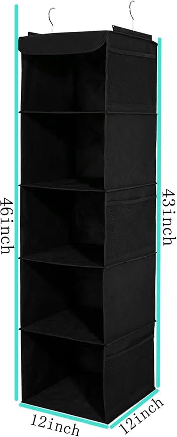 2 Pack Hanging Closet Organizer, 5 Shelves Hanging Storage