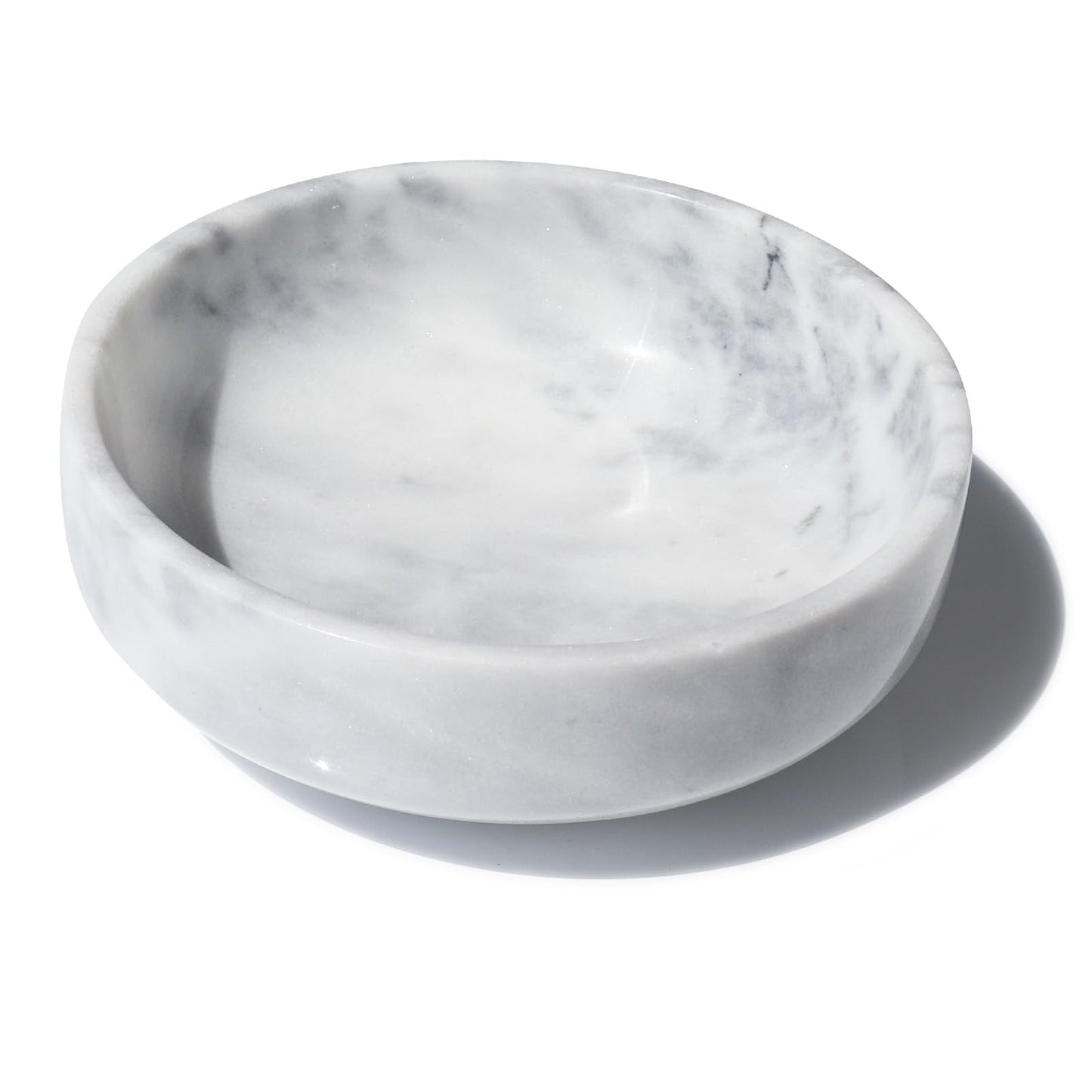 Neeenn 5.9" Natural White Marble Decorative Bowl with Non-Slip Base - Heavy Duty Modern Key Holder, Wedding Candy Dish, Office Desk Organizer for Contemporary Home Decor