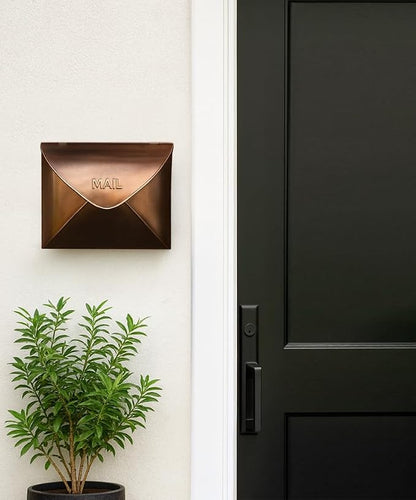 NACH Wall Mount Mailboxes for Outside, 12.5 x 5 x 10 inch Copper Wall Mailboxes for Outside, Waterproof Mailboxes for Outside - Envelope Mailbox