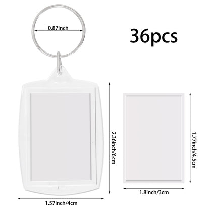 hoyuwak 36Pcs 2.16x1.8 Inch Acrylic Photo Keychains – Clear Blank Picture Frame Keyrings for Custom Photos & Gifts (36)