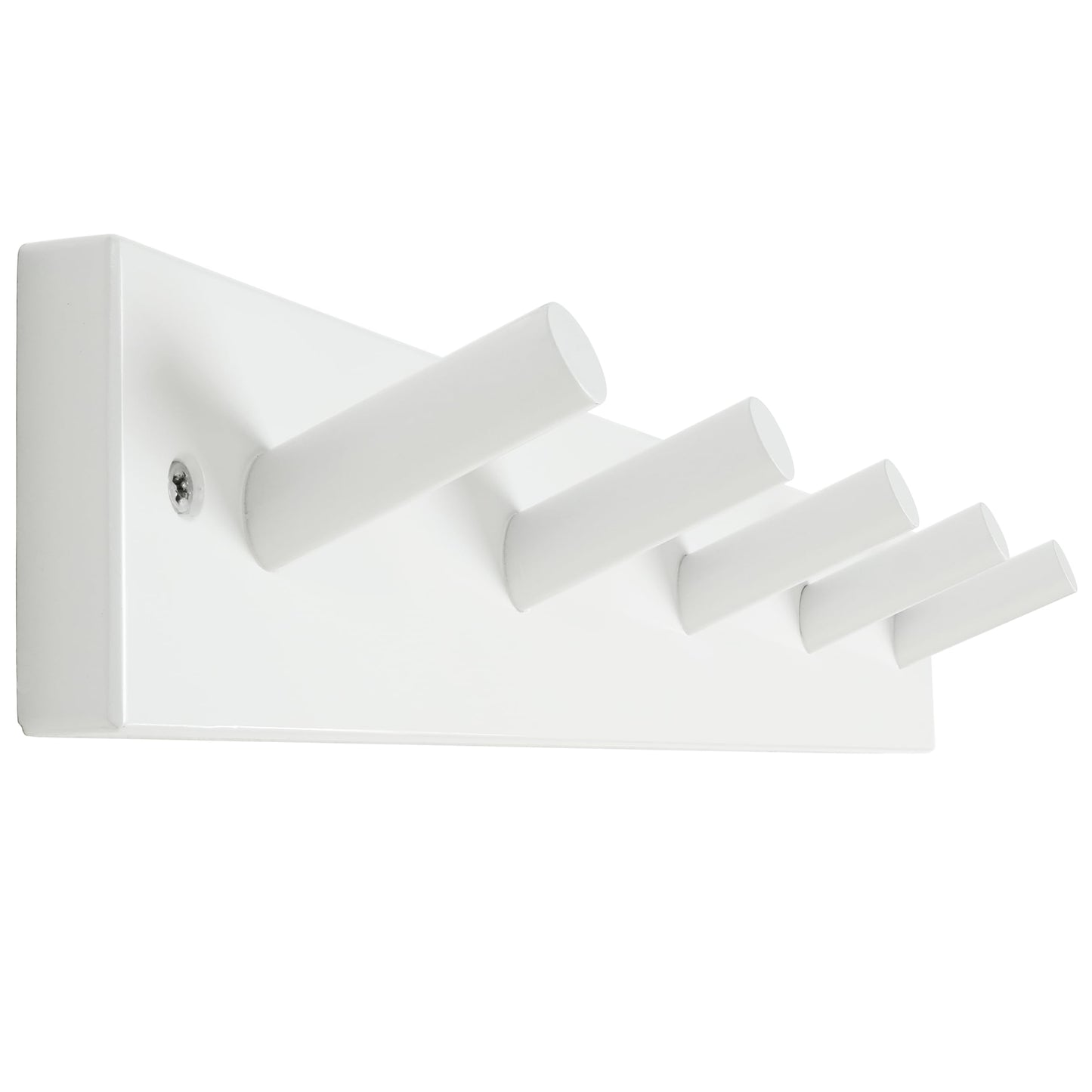 SKOLOO Wooden Wall Mounted Coat Rack,16'' Hole to Hole, 5 Pegs Bamboo Wall Hook for Hanging Clothes Robes Towels Hats,White