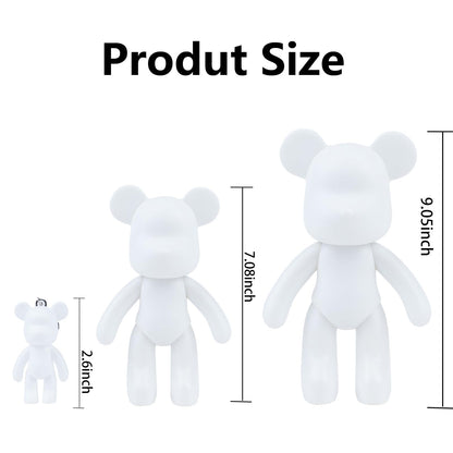 Coniuty 7+9 inch Blank Bear Mold 2 Set DIY Fluid Bear + 1 Keychain Creativity Figure for Home Decoration