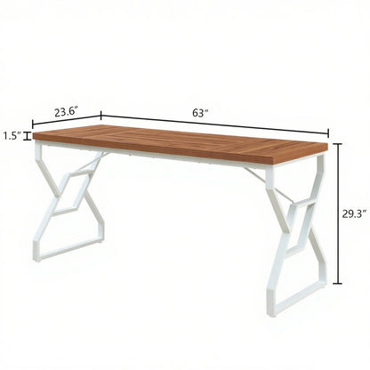HOMISSUE 63-inch Executive Desk, Large Writing Desk with Engineered Wood Tabletop and Metal Frame, Rustic Home Office Desks with Sturdy Structure, Long Computer Desks for Home Office, Study Room,White