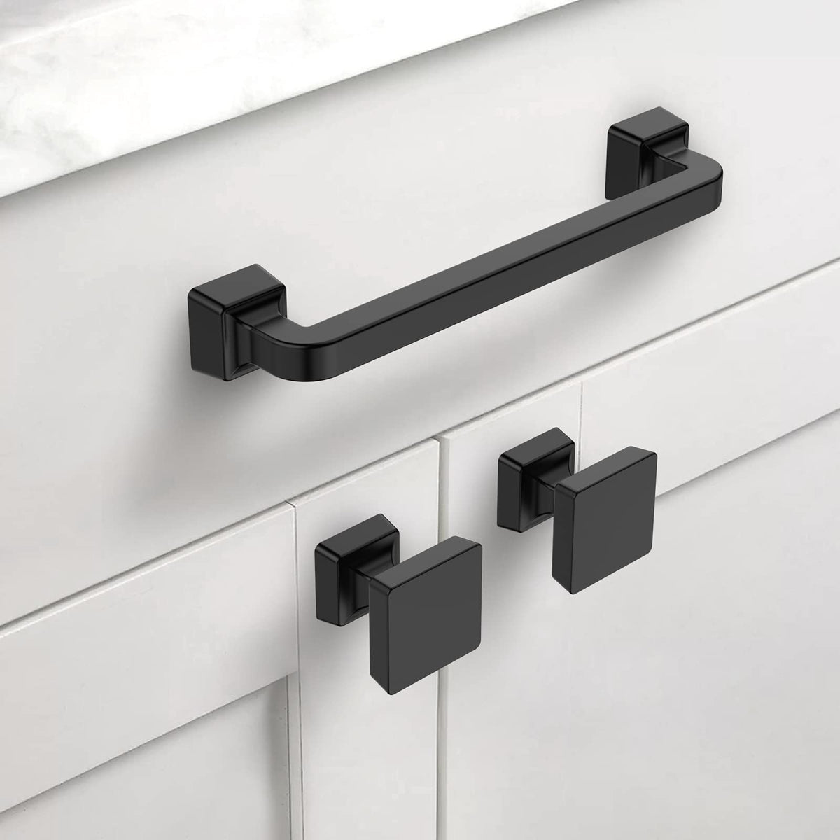 Asidrama 10 Pack 1-1/4 inch Matte Black Kitchen Cabinet Knobs - Dresser & Drawer Knobs - Zinc Cabinet Hardware