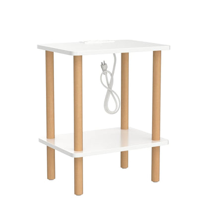 FORAOFUR End Table with Charging Station, End Tables with USB Ports and Outlets, Small Side Table for Living Room, Bedroom & Office, Two-Tier Narrow Side Table, Easy Assembly