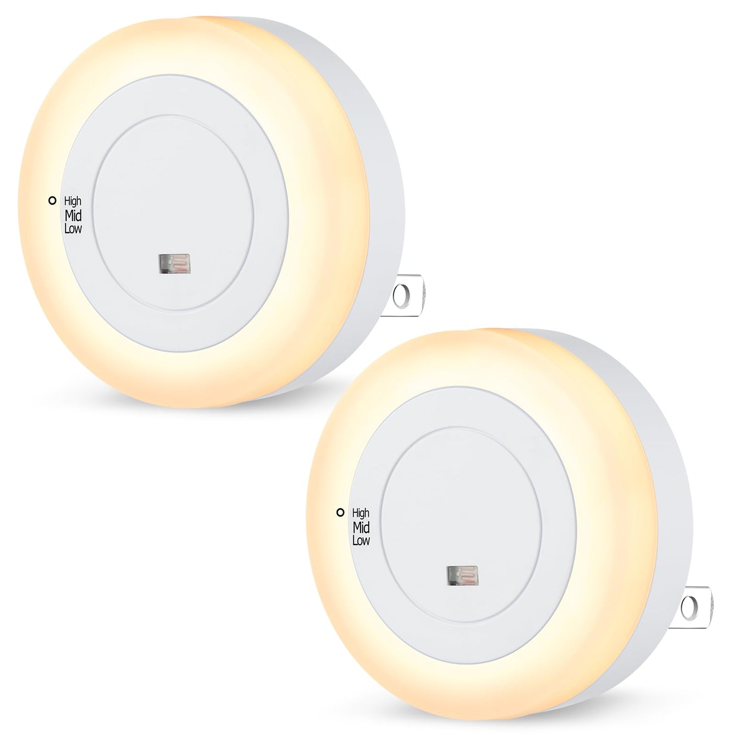 FOLKSMATE LED Night Lights Plug in, Dimmable Nightlight Plug Into Wall with Light Sensor, Soft White Adjustable for Adults, Bedroom, Bathroom, 2-Pack