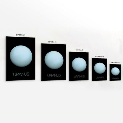 Solar System Planets Canvas Wall Art - Uranus Planet Space Poster for Kids Room Bedroom Classroom, STEM Educational Astronomy Decor, Science Gift for Boys Girls, 16x24 Inch Framed